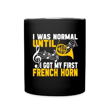 Horn Brass Instrument - Full Colour Mug - black - Front