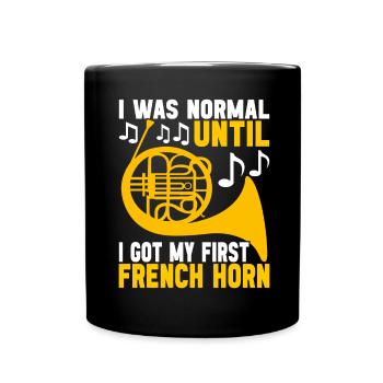 Horn Brass Instrument - Full Colour Mug - black - Front