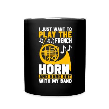 Horn Brass Instrument - Full Colour Mug - black - Front