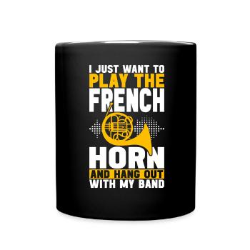 Horn Brass Instrument - Full Colour Mug - black - Front