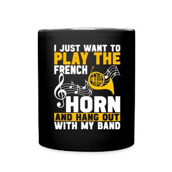 Horn Brass Instrument - Full Colour Mug - black - Front