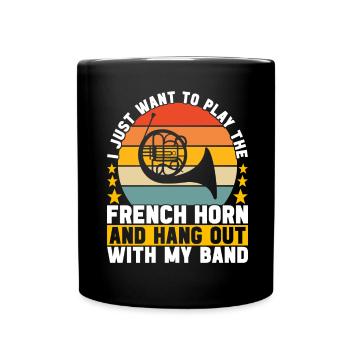 Horn Brass Instrument - Full Colour Mug - black - Front