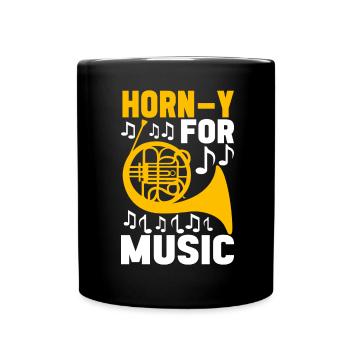 Horn Brass Instrument - Full Colour Mug - black - Front