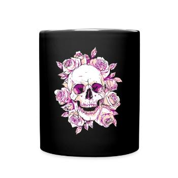 Vivid Skull and Rose Art Design - Full Colour Mug - black - Front