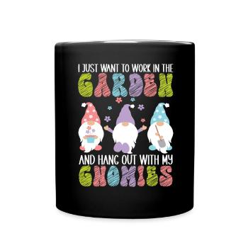 Gartenzwerge Gartenarbeit - Tasse einfarbig - Schwarz - Vorne