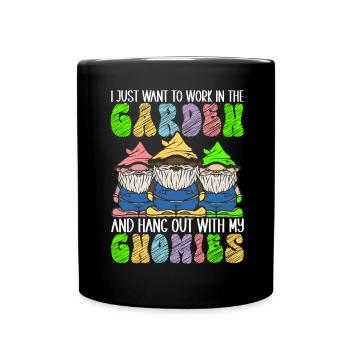 Gartenzwerge Gartenarbeit - Tasse einfarbig - Schwarz - Vorne