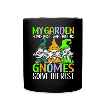 Gartenzwerge Gartenarbeit - Tasse einfarbig - Schwarz - Vorne