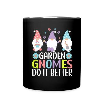 Gartenzwerge Gartenarbeit - Tasse einfarbig - Schwarz - Vorne