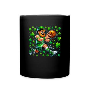 St Patrick's Day Irish Party Green Basketball Leprechaun - Full Colour Mug - black - Front