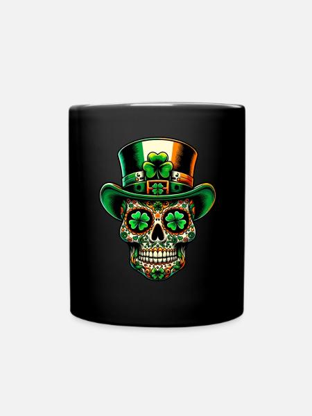 Sugar Skull irlandais Irlande Shamrock St Patrick’s Day - Mug uni - noir