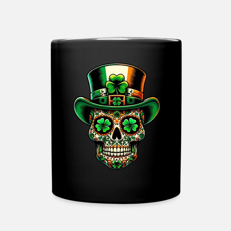 Sugar Skull irlandais Irlande Shamrock St Patrick’s Day - Mug uni - noir