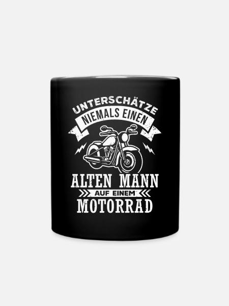 Motorradfahrer Alter Mann Biker Motorrad Rentner - Tasse einfarbig - Schwarz