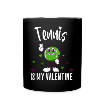Tennis is my valentine funny - Full Colour Mug - black - Front