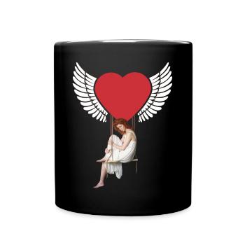 Coeur Fille Femme Ailes Fantaisie Saint-Valentin Fantaisie - Mug uni - noir - Devant