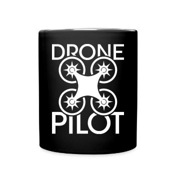 drone pilot Dronen Team Flugzeug coole Sprüche - Tasse einfarbig - Schwarz - Vorne