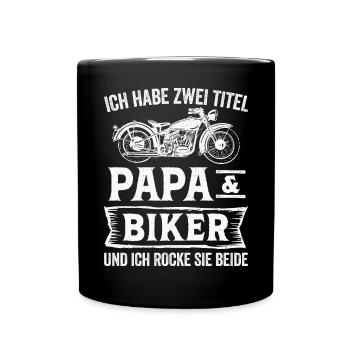 Biker Papa Motorradfahrer Motorrad - Tasse einfarbig - Schwarz - Vorne