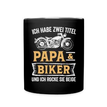 Biker Papa Motorradfahrer Motorrad - Tasse einfarbig - Schwarz - Vorne