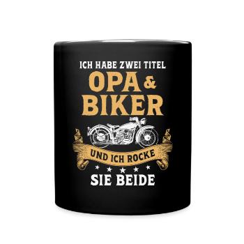 Biker Opa Motorradfahrer Motorrad - Tasse einfarbig - Schwarz - Vorne
