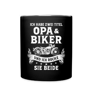 Biker Opa Motorradfahrer Motorrad - Tasse einfarbig - Schwarz - Vorne