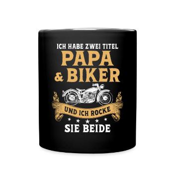Biker Papa Motorradfahrer Motorrad - Tasse einfarbig - Schwarz - Vorne