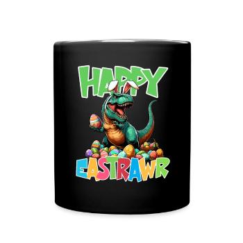 Dinosaure Trex garçons panier de Pâques lapin de Pâques joyeux - Mug uni - noir - Devant
