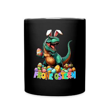 Dinosaure Trex garçons panier de Pâques lapin de Pâques - Mug uni - noir - Devant