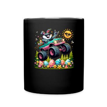 Monster Truck Boys Panier de Pâques lapin de Pâques Merry - Mug uni - noir - Devant
