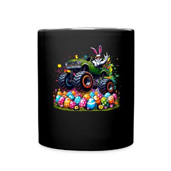 Monster Truck Boys Panier de Pâques lapin de Pâques Merry - Mug uni - noir - Devant
