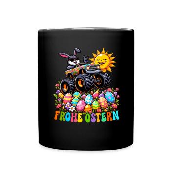 Monster Truck Easter Basket Easter Bunny Happy Easter - Full Colour Mug - black - Front