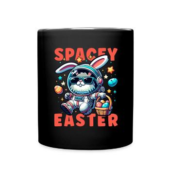 Lapin de Pâques Astronaute Garçons Filles Panier De Pâques - Mug uni - noir - Devant