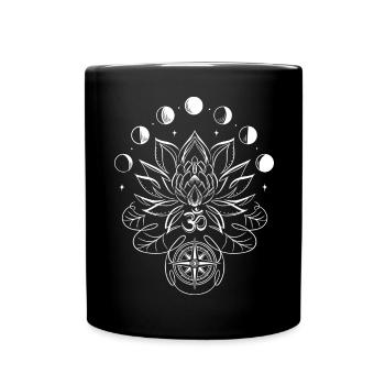 Lotus Lotusblume Mondphasen Kompass - Tasse einfarbig - Schwarz - Vorne