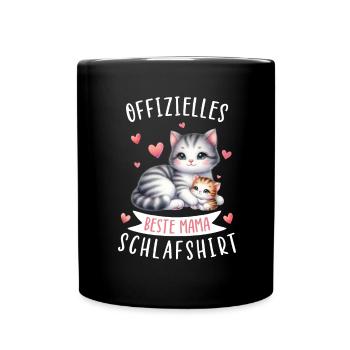 Offizielles Beste Mama Schlafshirt Katze - Tasse einfarbig - Schwarz - Vorne