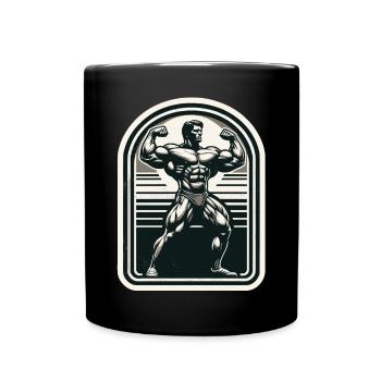 Old School, Bodybuilder, Muskeln, Kraftsport, - Tasse einfarbig - Schwarz - Vorne