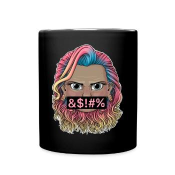 Ausdrucksstarke Reva Prisma verrückt mit buntem Haar - Tasse einfarbig - Schwarz - Vorne