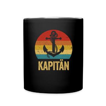 Segelboot Motorboot Kapitän Segler Mama Papa - Tasse einfarbig - Schwarz - Vorne