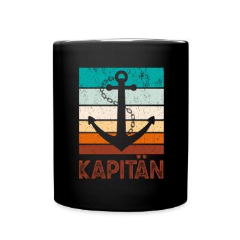 Segelboot Motorboot Kapitän Segler Mama Papa - Tasse einfarbig - Schwarz - Vorne