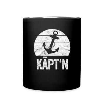 Segelboot Motorboot Kapitän Segler Mama Papa - Tasse einfarbig - Schwarz - Vorne