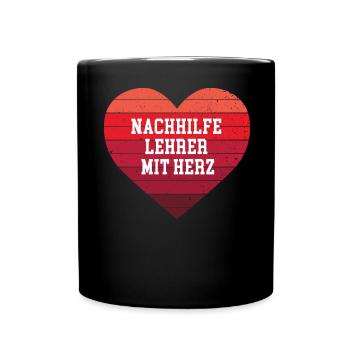 Nachhilfelehrer Mit Herz Nachhilfe Geben Lehrer - Tasse einfarbig - Schwarz - Vorne