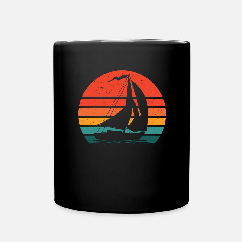 Retro Segelboot Segler Segelschiff Opa Papa - Tasse einfarbig - Schwarz