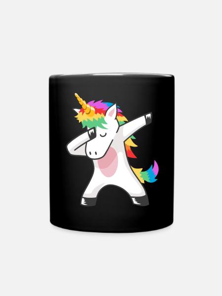 Dabbing Einhorn Dab Unicorn Regenbogen Tanzen - Tasse einfarbig - Schwarz