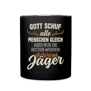 Jagd Jäger Jagen Lustig - Tasse einfarbig - Schwarz - Vorne