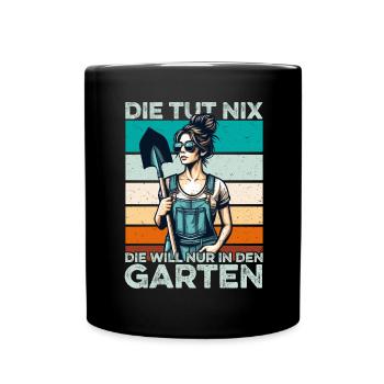 Die tut nix Muttertag Mama Oma Ehefrau Frauen - Tasse einfarbig - Schwarz - Vorne
