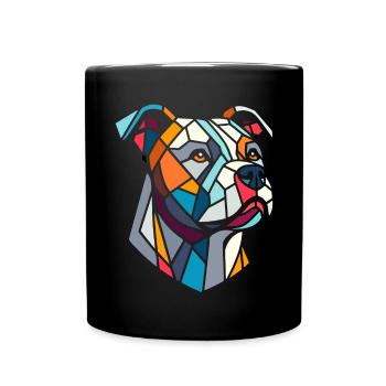Staffordshire geometric bull terrier, staffy - Full Colour Mug - black - Front