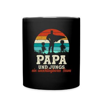 Team Super Papa und Jungs Söhne Vatertag Geschenk - Tasse einfarbig - Schwarz - Vorne