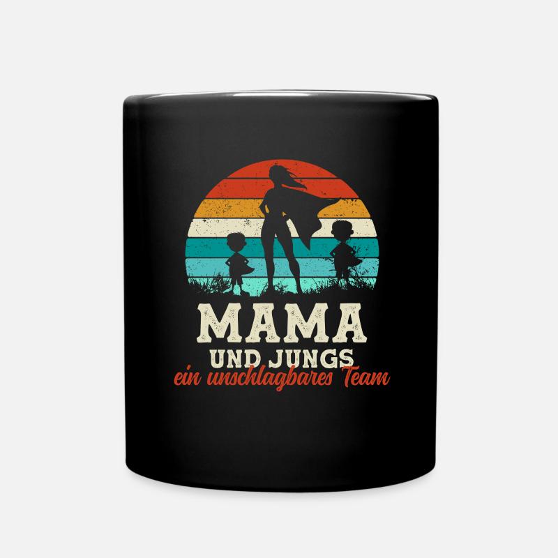 Team Super Mama Zwei Söhne Jungs Muttertag Kinder - Tasse einfarbig - Schwarz