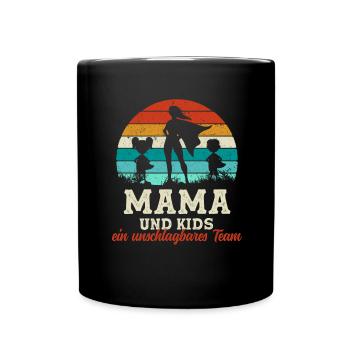 Fête des mères de l’équipe Super Maman et enfants - Mug uni - noir - Devant