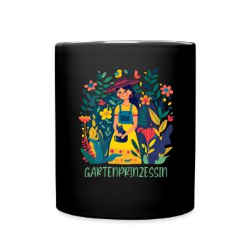 Gartenprinzessin Garten Muttertag Mama Gärtner - Tasse einfarbig - Schwarz - Vorne