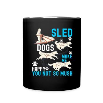 Schlittenfahren Schlittenhunde - Tasse einfarbig - Schwarz - Vorne
