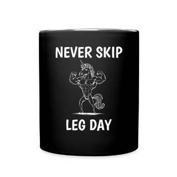 Überspringen Sie niemals den Leg Day Muscular Unicorn Gym Workout - Tasse einfarbig - Schwarz - Vorne