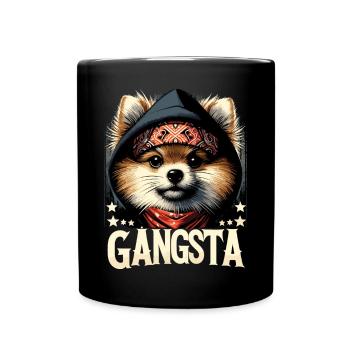 Petit cadeau de chien Spitz Gangsta Gangster - Mug uni - noir - Devant